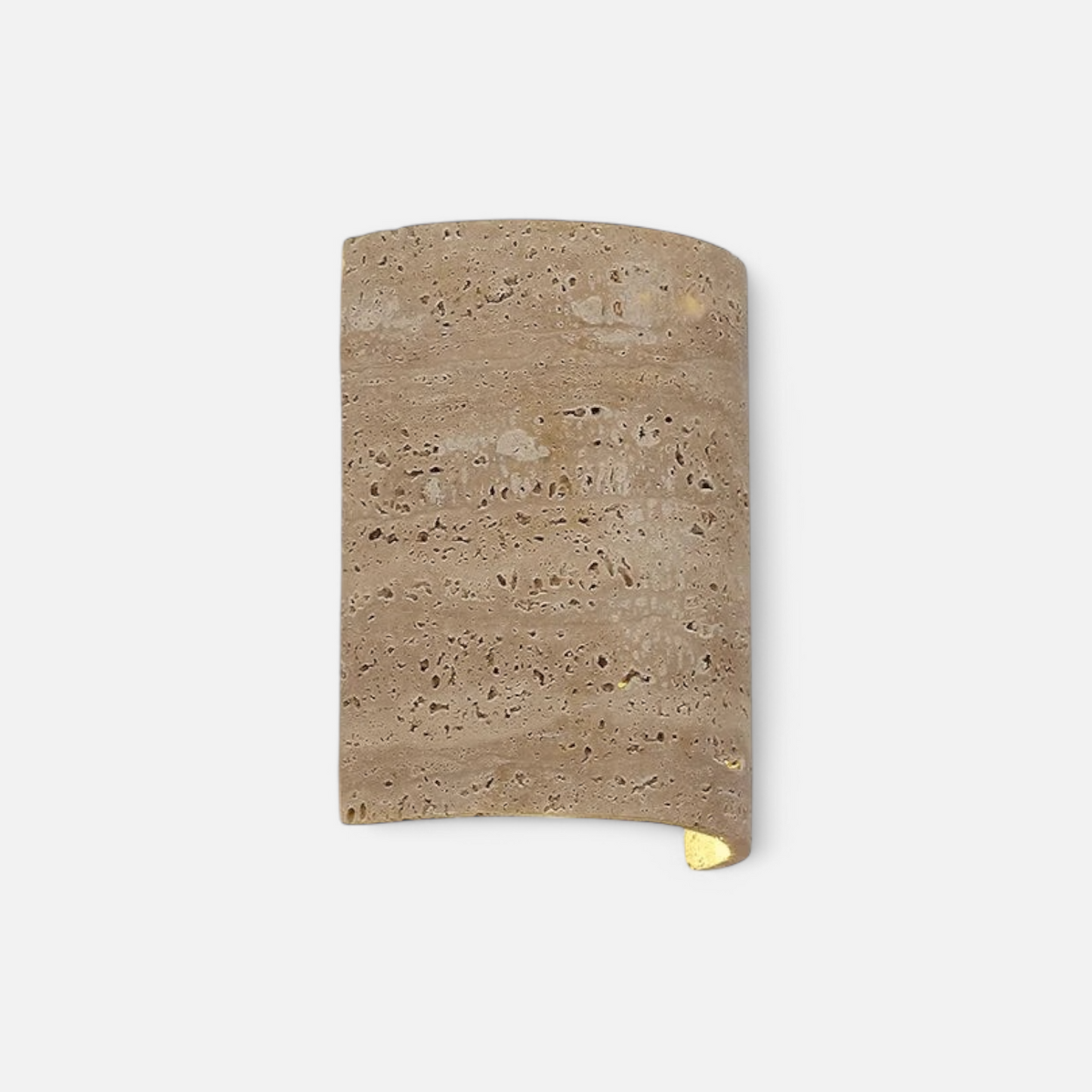 Travertine wall lamp IP65 in natural stone finish, showcasing minimalist wabi-sabi design for indoor or outdoor lighting use.
