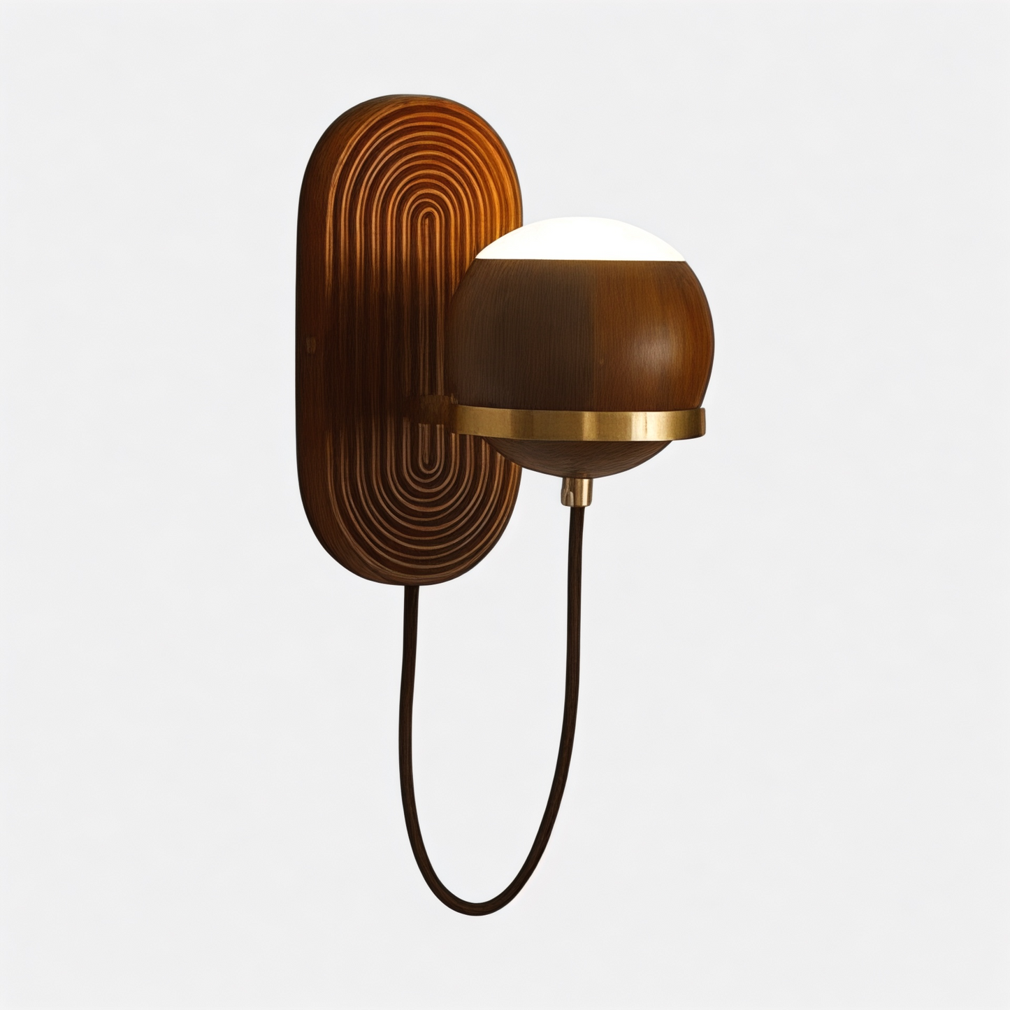 LUXELY walnut wood circular sphere wall sconce