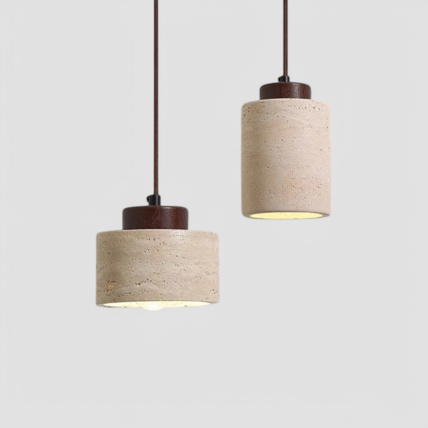LED Travertine stone pendant light with wooden base