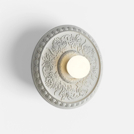 LUXELY high-end retro French wall lamp in white with floral art deco design, ideal for elegant hallway or bedroom lighting.
