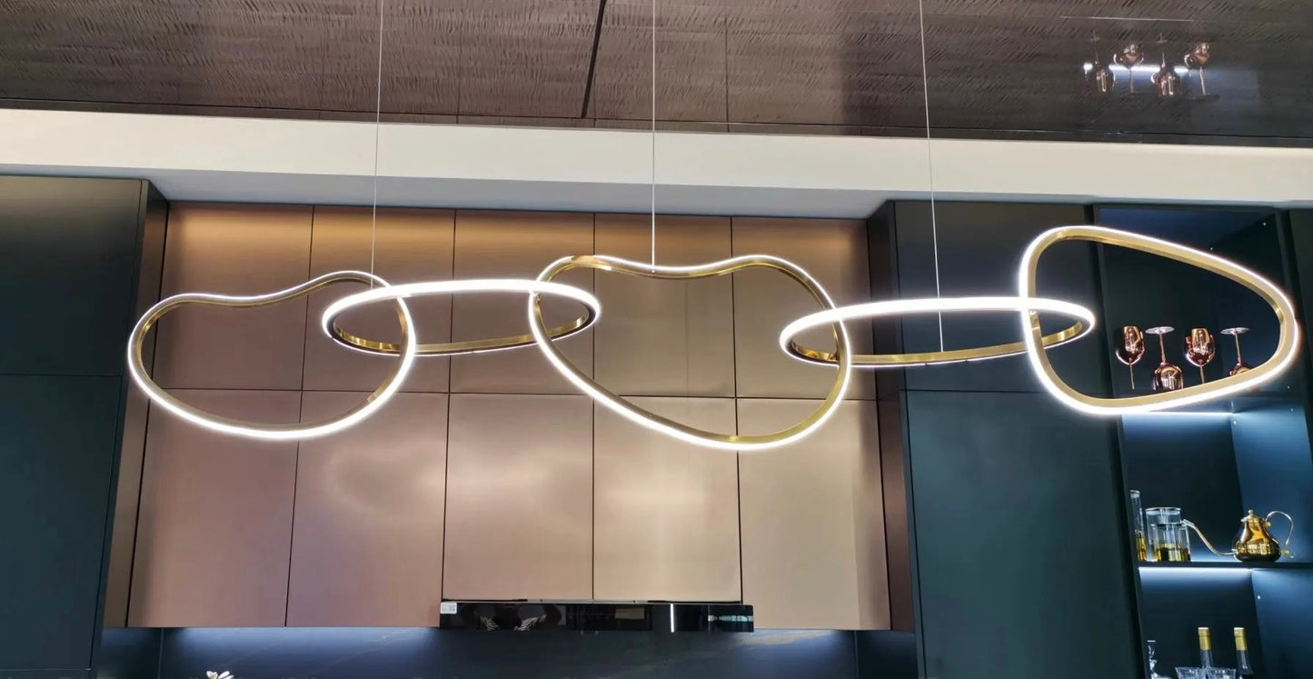 Moderne LED ovale cirkel hanglamp met gouden afwerking