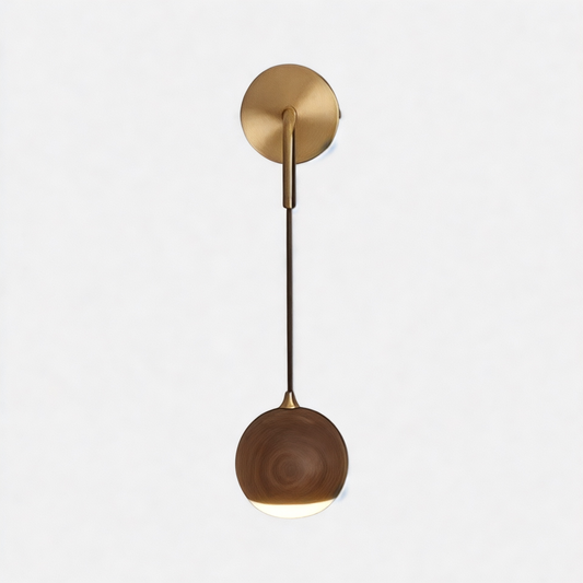 LUXELY walnut wood round ball wall light wabi-sabi modern