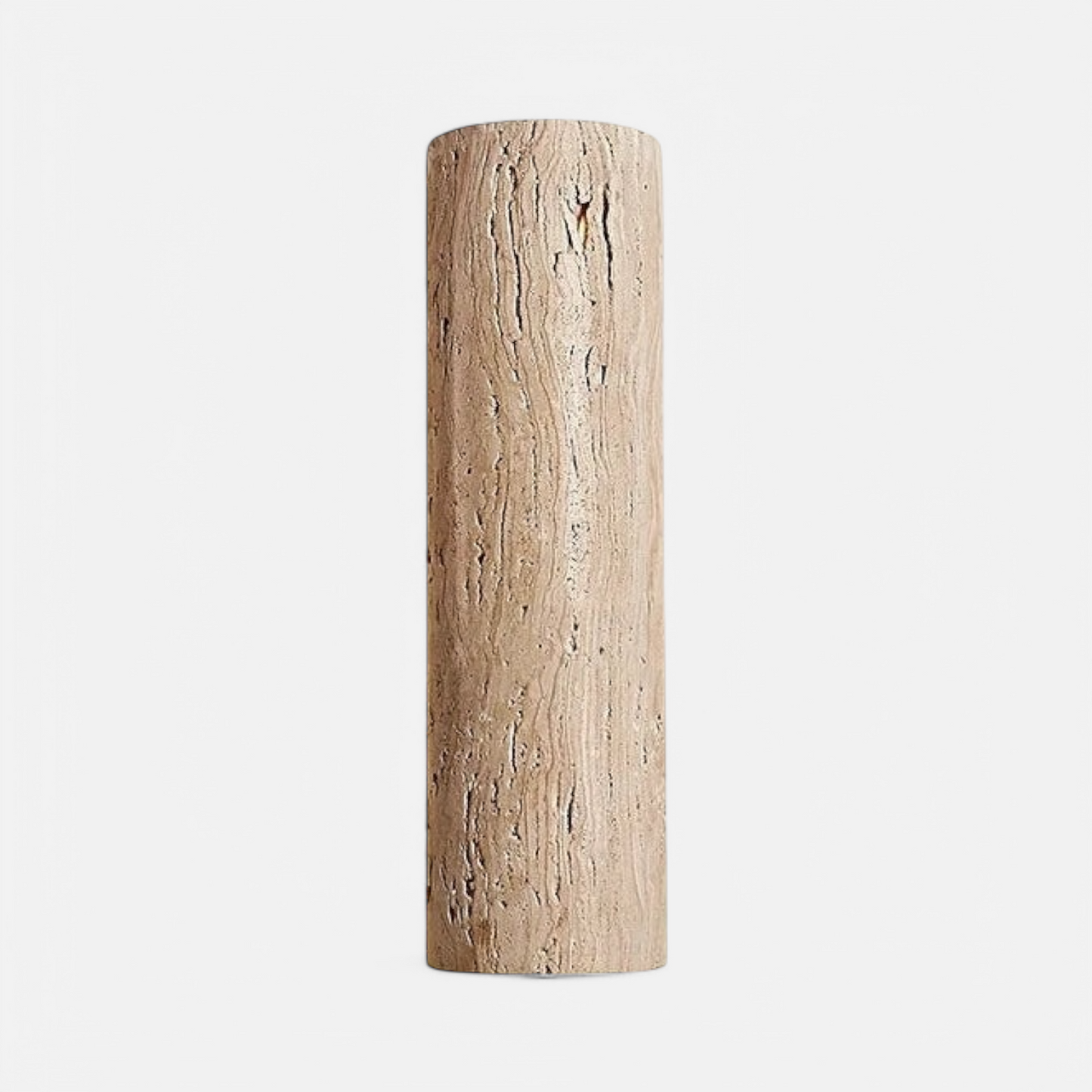 IP65 outdoor travertine stone wall light in rod shape with natural texture, ideal for modern outdoor lighting decor.