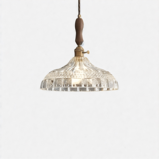 LUXELY vintage taklampa i trä och glas