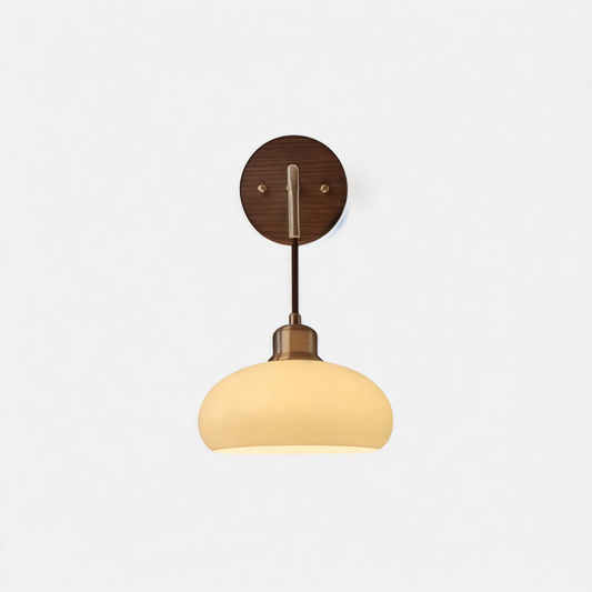 Lyxig wabi-sabi modern lampa i valnöt och mässing
