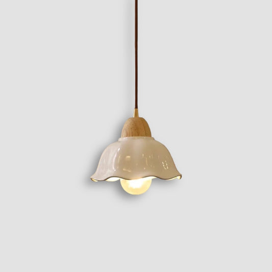Suspension japonaise en céramique avec accent en bois