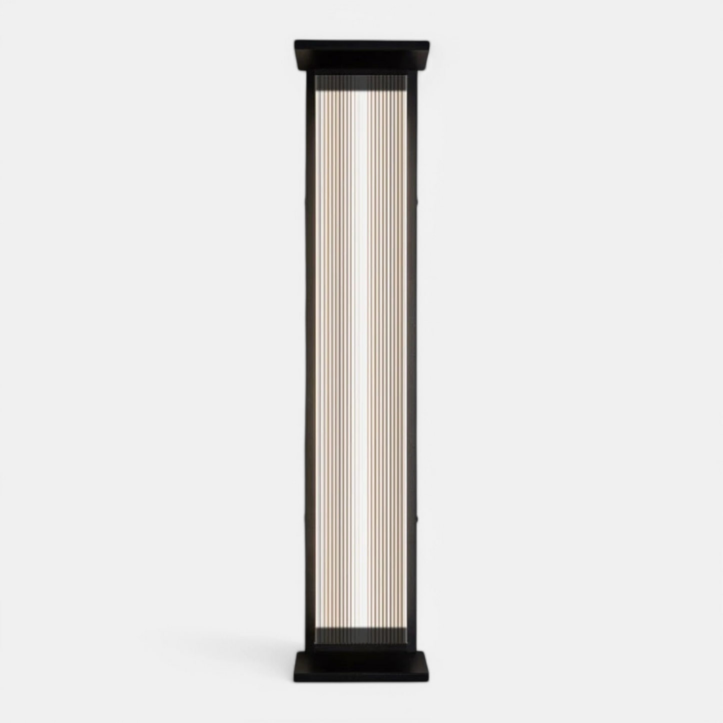 Stainless steel outdoor wall lamp with vertical ribbed design, IP65 waterproof, ideal for modern exterior lighting.