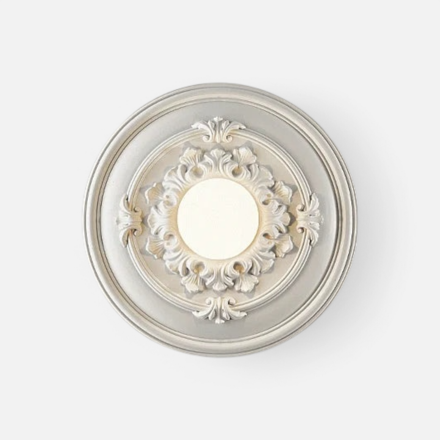 LUXELY bedside wall lamp in round retro design with ornate floral detailing, ideal for elegant bedroom or hallway lighting.
