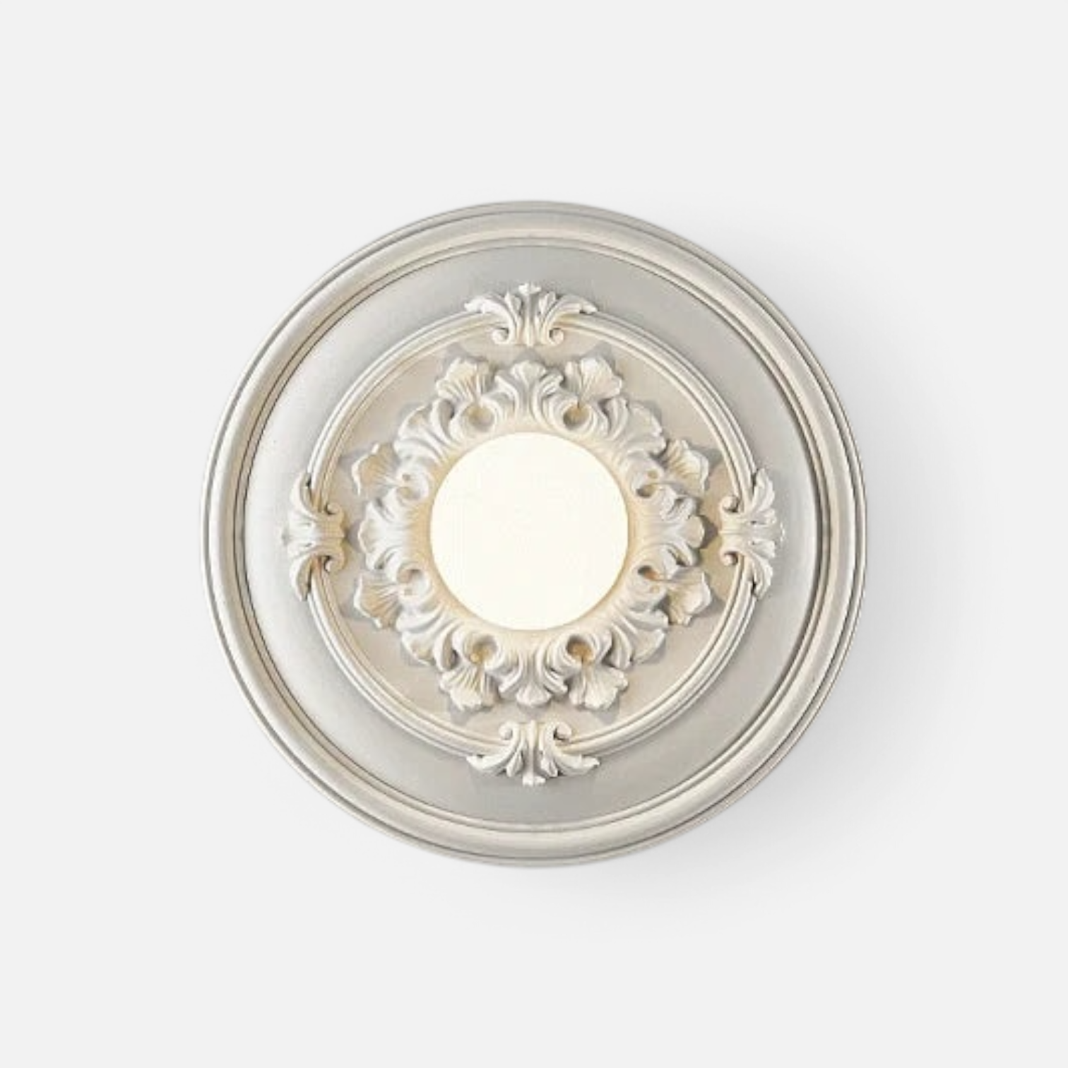LUXELY bedside wall lamp in round retro design with ornate floral detailing, ideal for elegant bedroom or hallway lighting.