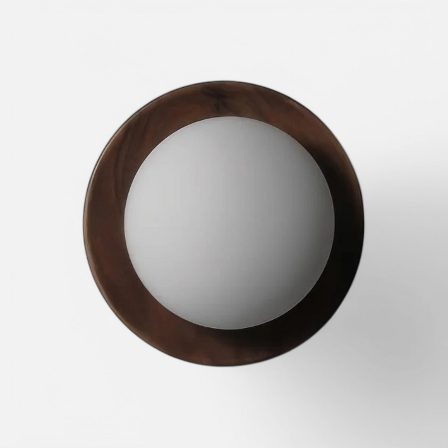Nordic walnut wood wall lamp with frosted glass globe, ideal for minimalist interiors and modern wall lighting decor.