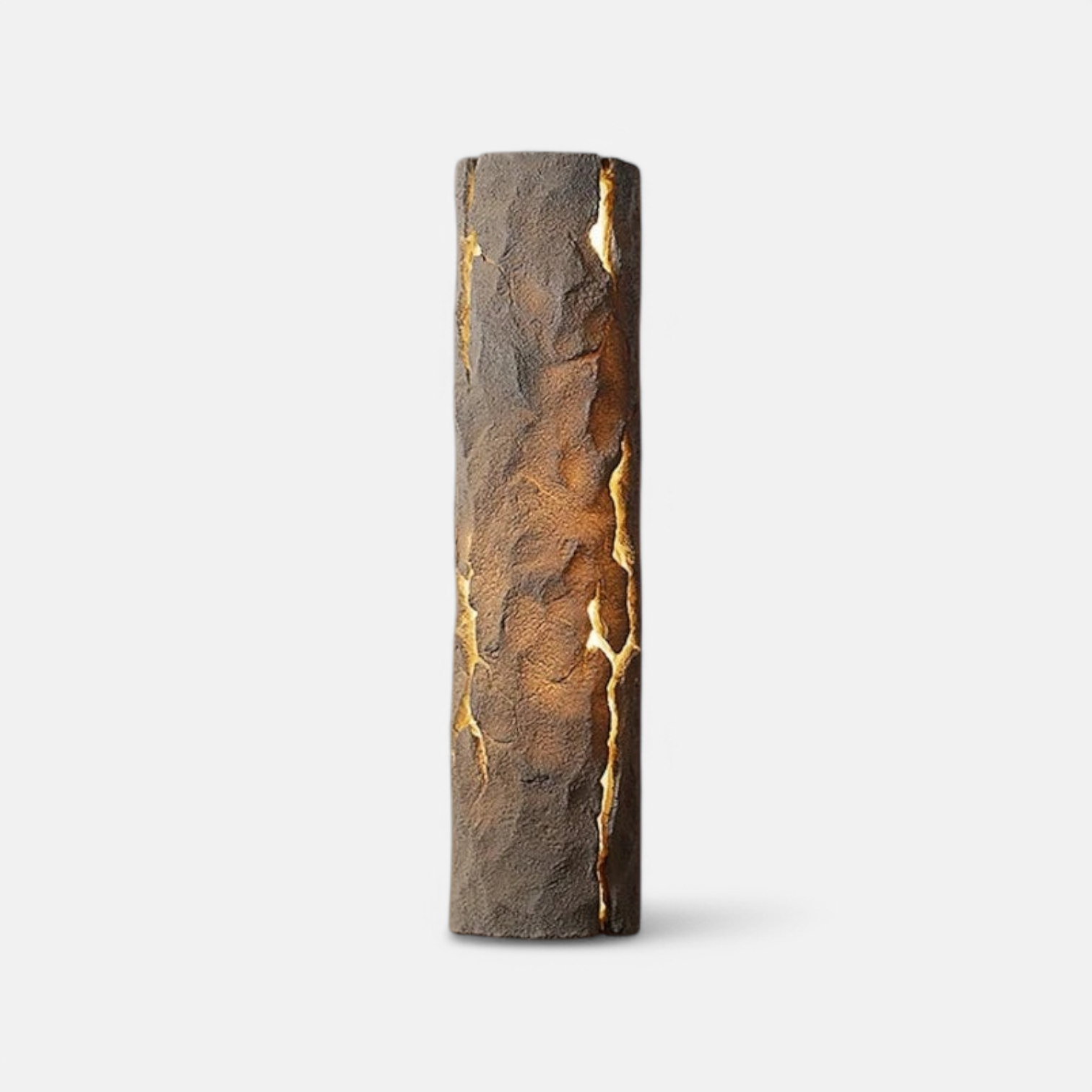 LED Resin Wall Lamp with stone imitation texture, IP65 waterproof for outdoor use. Emits warm light through natural crack patterns.