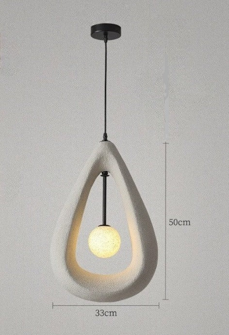 Elegant white wabi-sabi pendant light with LED bulb and 50cm drop, ideal for art deco-inspired home lighting.