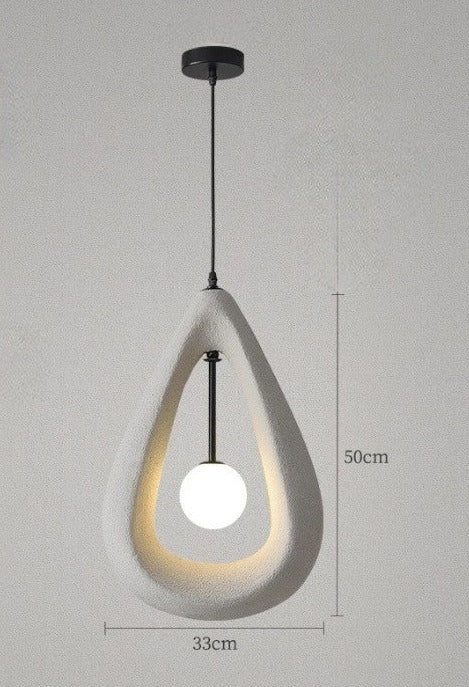 Minimalist Nordic wabi-sabi pendant light with LED bulb and 50cm height, perfect for modern dining or kitchen areas.