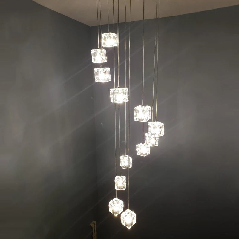 Square crystal chandelier