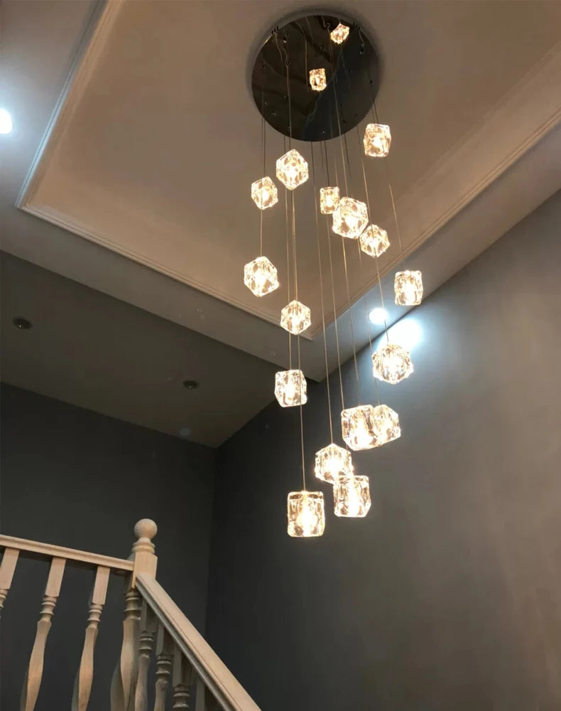 Square crystal chandelier