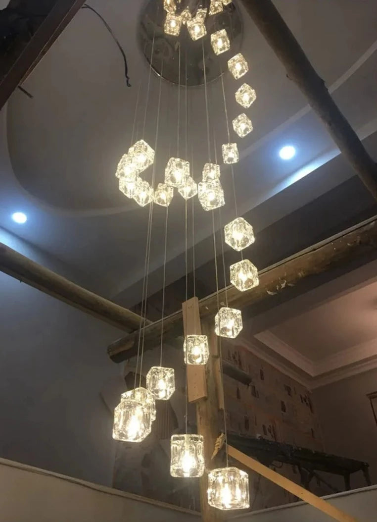 Square crystal chandelier