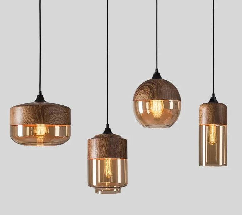 Scandinavische houten-glazen hanger