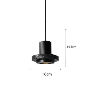 LUXELY black terrazzo pendant light with 18cm disc diameter and 14.5cm height. Ideal for modern kitchen or dining lighting.