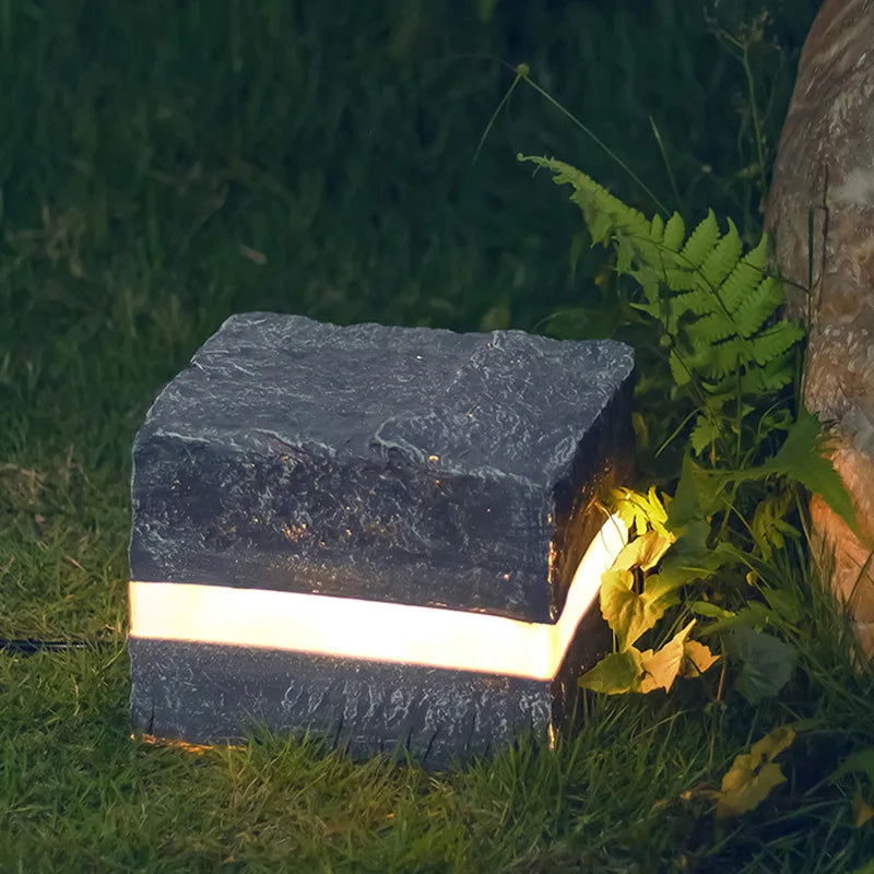 Lampe LED carrée en pierre pour jardin de villa