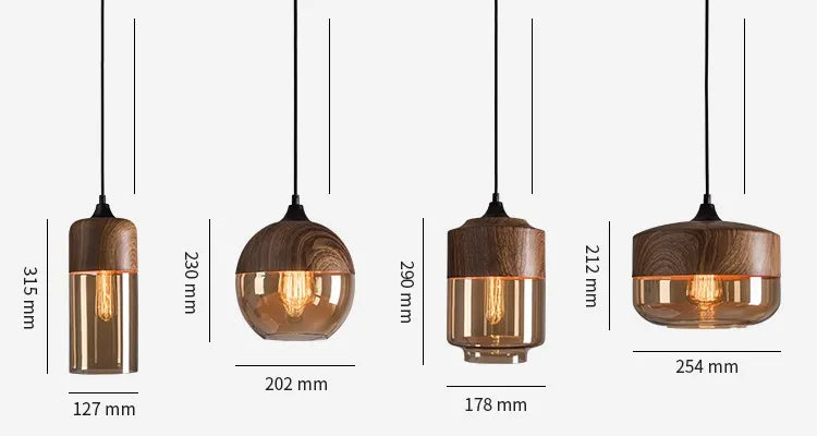 Scandinavische houten-glazen hanger