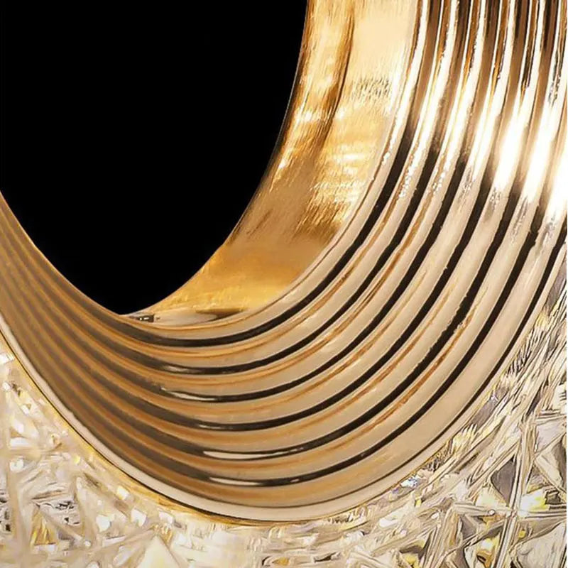 Detail of gold interior finish on modern Nordic oval pendant light, highlighting premium materials and elegant design.