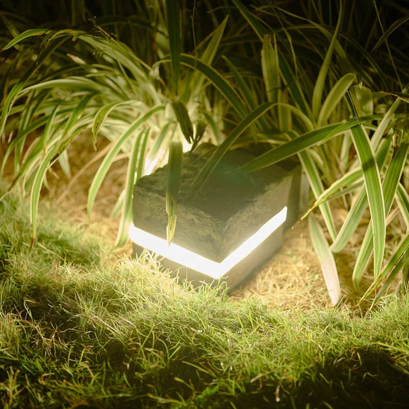 Lampe LED carrée en pierre pour jardin de villa