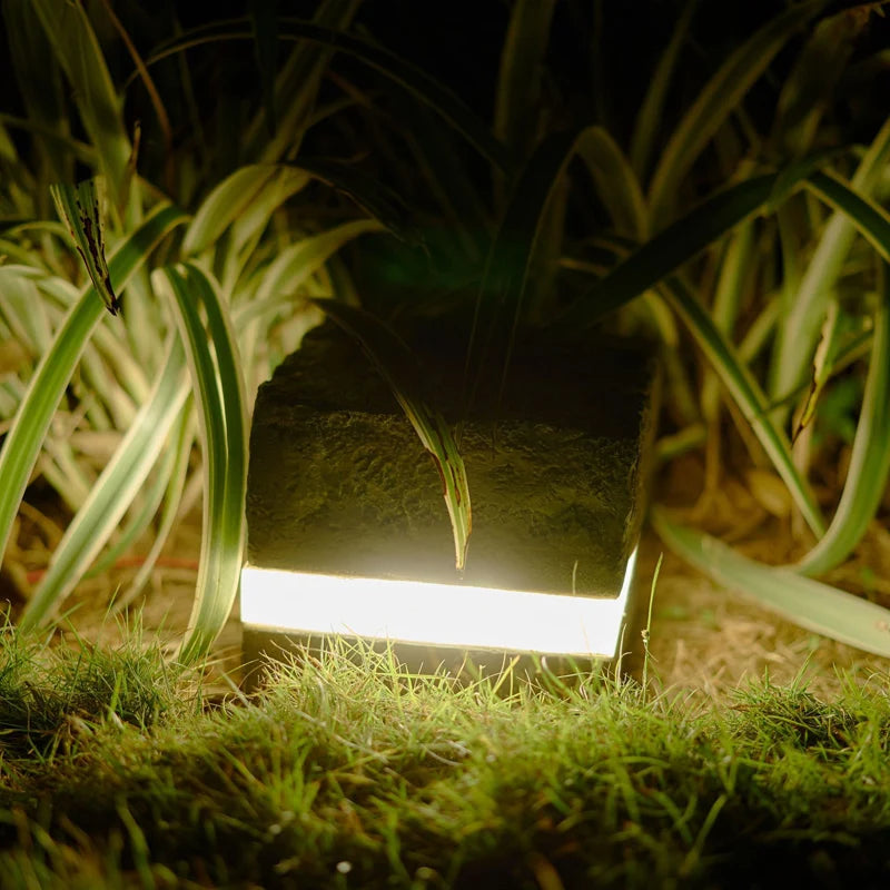 Lampe LED carrée en pierre pour jardin de villa