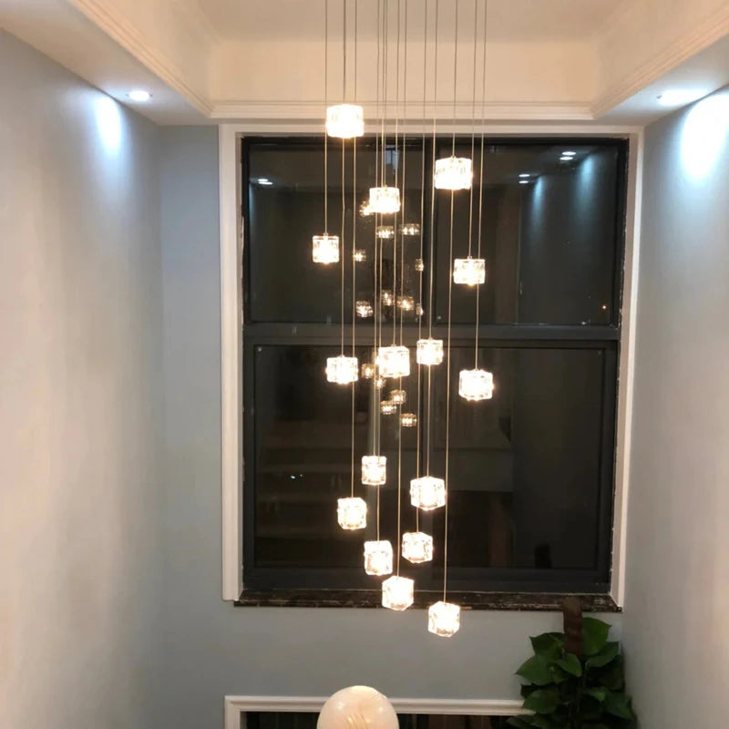 Square crystal chandelier