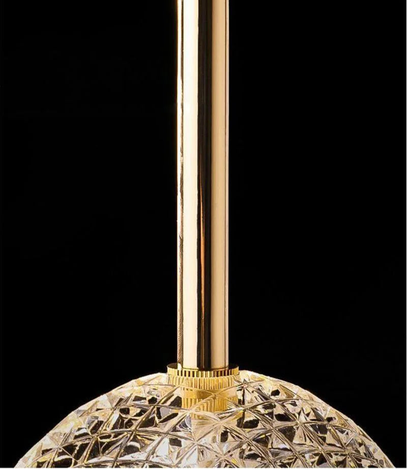 Gold rod detail of modern Nordic pendant light, emphasizing luxurious finish and high-quality construction.