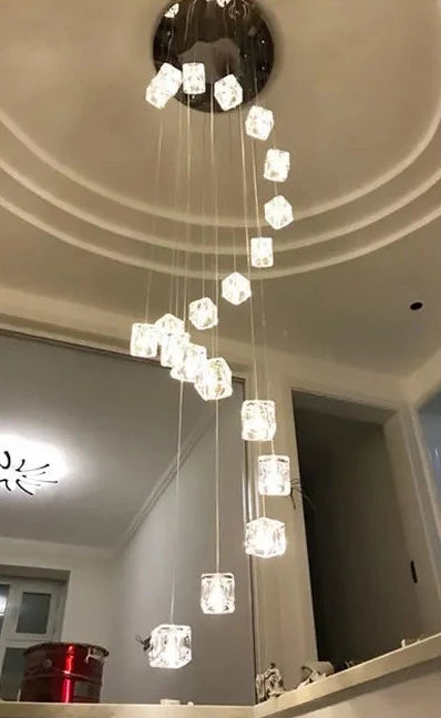 Square crystal chandelier