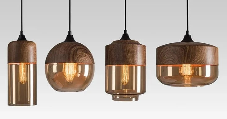 Scandinavische houten-glazen hanger