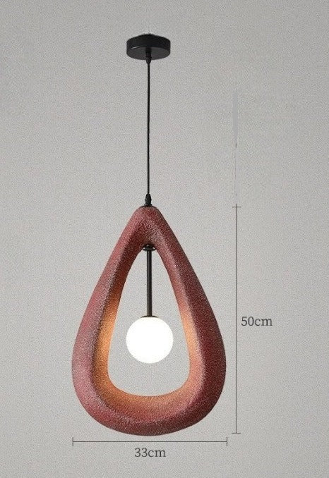Red Nordic wabi-sabi pendant light with LED bulb and 50cm drop, ideal for modern and vintage-inspired interiors.