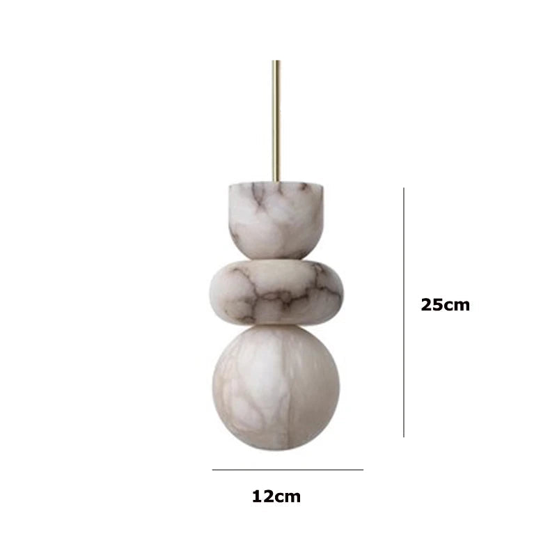 Medium stacked marble LED pendant light with 25cm height. Marble LED pendant light – modern ceiling lamp dimmable with 9W LED.