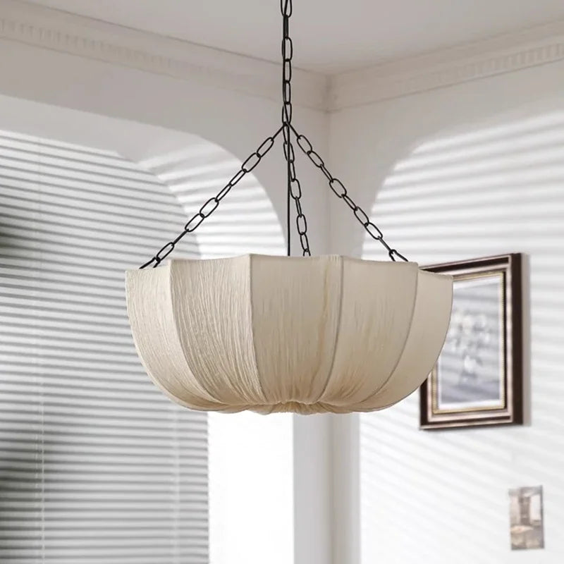 Fabric lotus boho chandelier