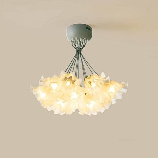 Flower modern LED pendant light with 13 acrylic heads, ideal for bedroom or children's ceiling lighting. Soft warm glow enhances home decor.