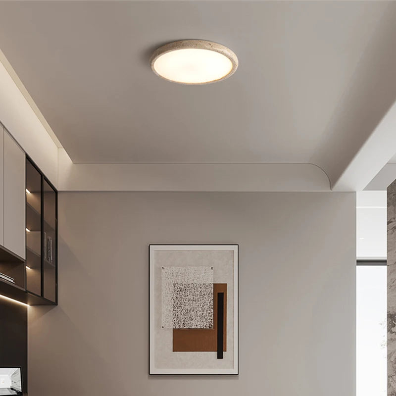 Travertine japanese ceiling light