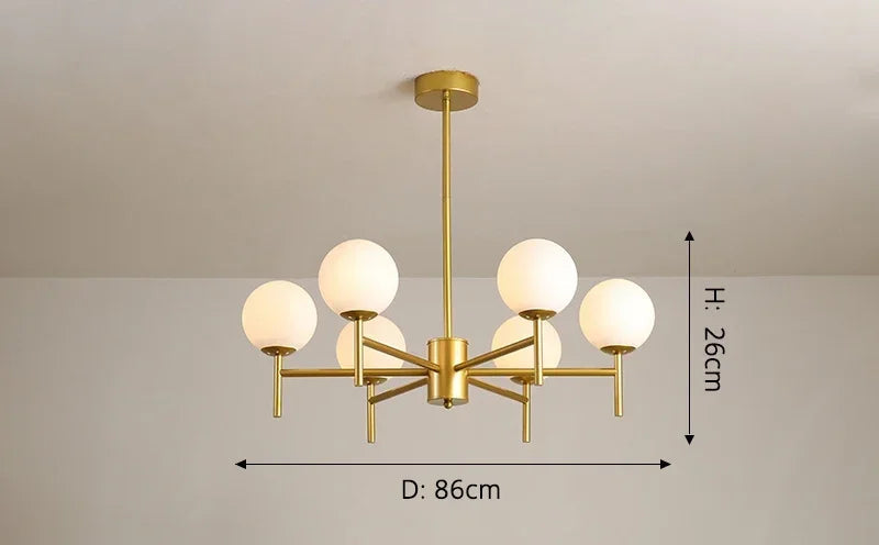 Globe cluster arms chandelier