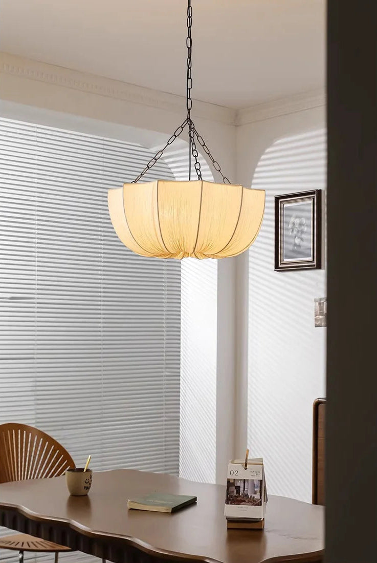 Fabric lotus boho chandelier