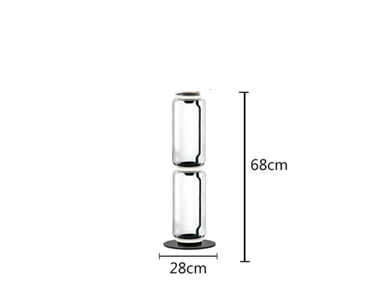 Model A 2-section Italian glass floor lamp – modern minimalist nordic design with 68cm height and 9W LED lighting.