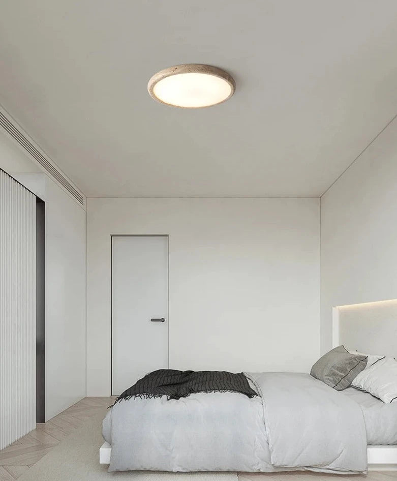 Travertine japanese ceiling light