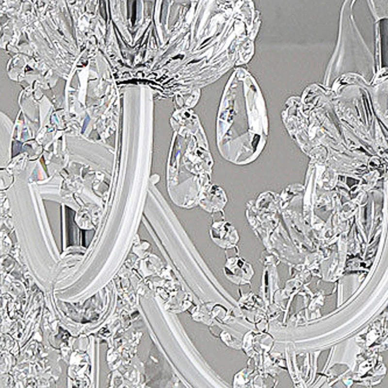 Close-up of Nordic Crystal Chandelier - Luxury Pendant Light showing intricate crystal drops and frosted white arms for refined decor.