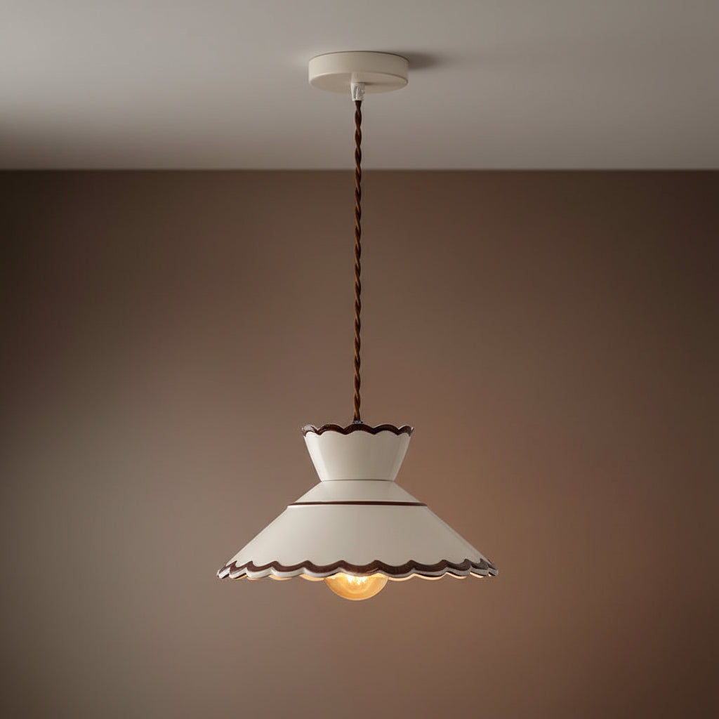 Vintage keramisk kopparpendellampa