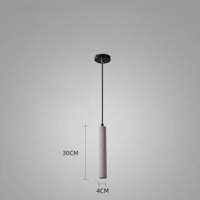 Soft pink LUXELY LED pendant light with minimalist cement design. Ideal for bedroom or kitchen pendant lighting.