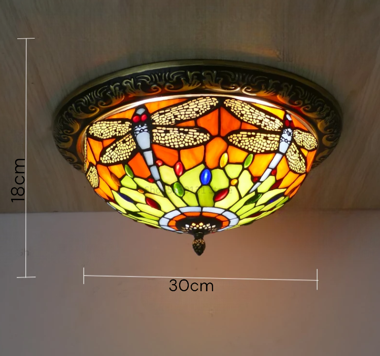 Lámpara de techo circular vintage Tiffany