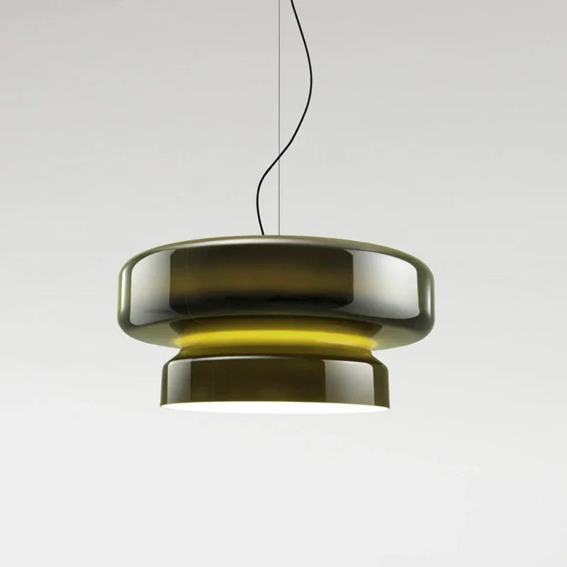 Olive green Spanish Glass Pendant Chandelier with LED E27 base, perfect for stylish, modern kitchen and dining room lighting.