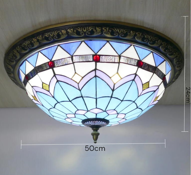 Lámpara de techo circular vintage Tiffany