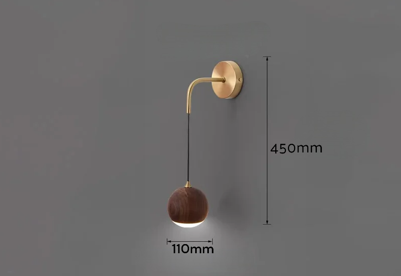 LUXELY walnut wood round ball wall light wabi-sabi modern