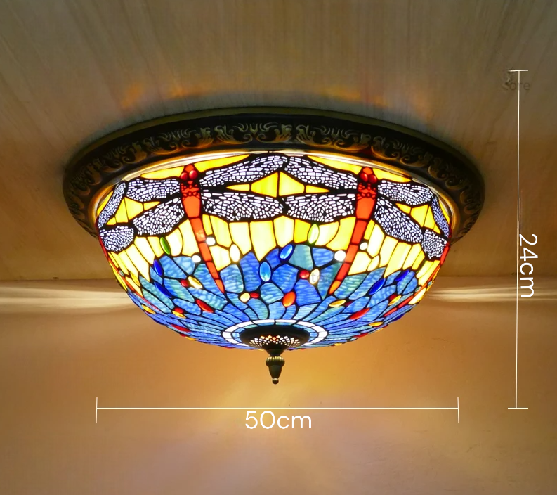 Lámpara de techo circular vintage Tiffany