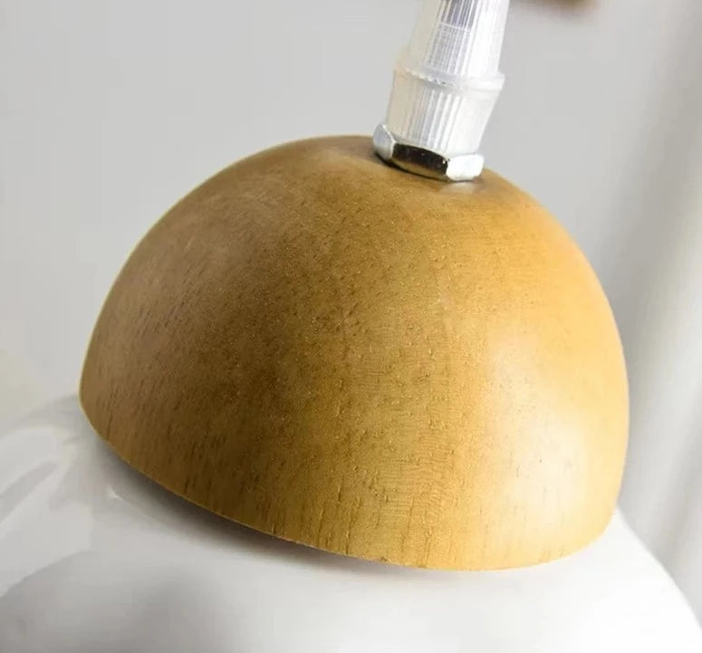 Japanese ceramic pendant light with wood accent