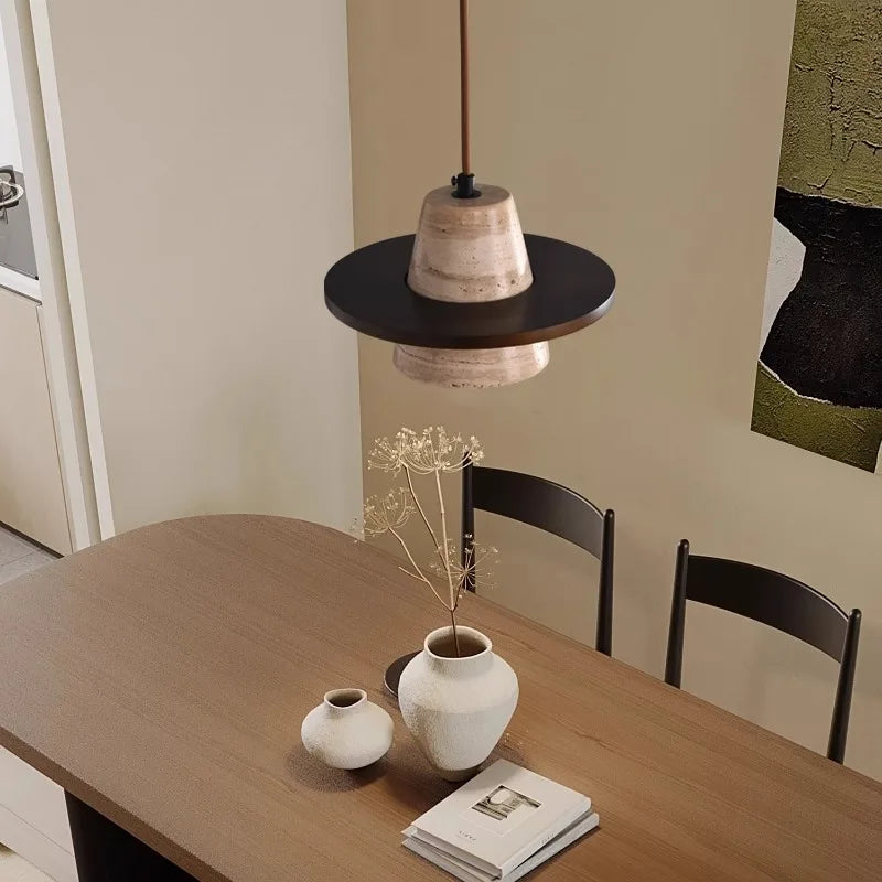 LUXE Travertijn stenen LED hanglamp